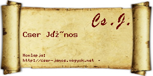 Cser János névjegykártya